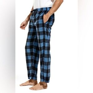 DG Hill Men's Size Medium Blue & Black Buffalo Plaid Pajama Fleece Pants